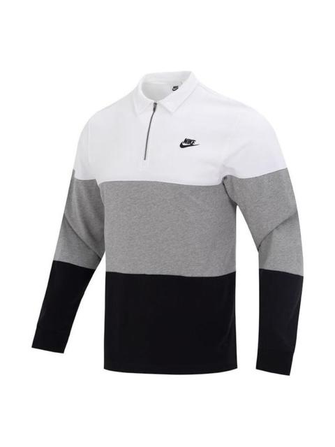 Nike Nike Club Knit CB Long-Sleeve Top 'White Grey Black' FB7798-100