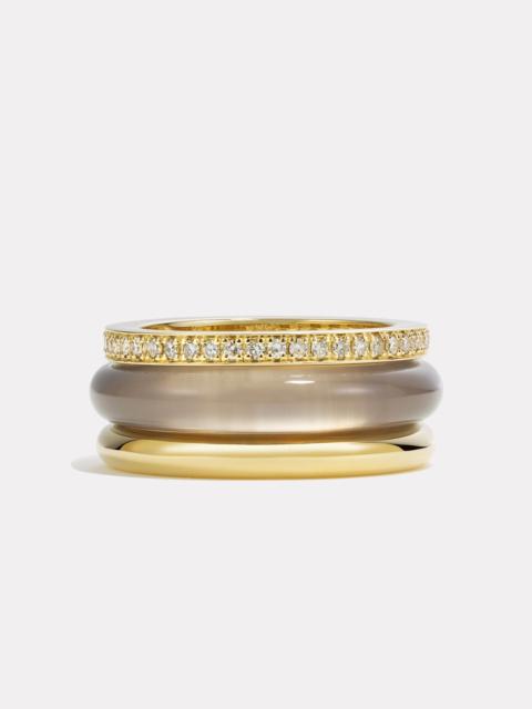 By Pariah Stack_Slim Classic Ring Stack Grey Agate | White Diamond