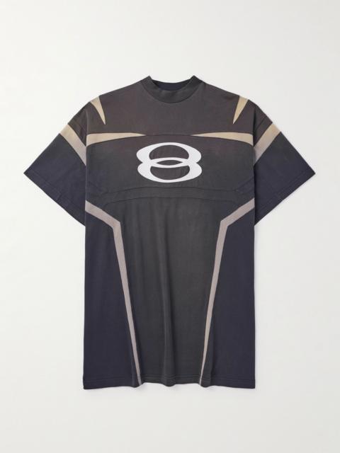 BALENCIAGA Oversized Logo-Embroidered Cotton-Jersey T-Shirt Black