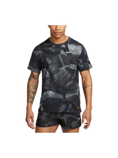 Nike Nike Dri-Fit Miler Camouflage Running T-Shirt 'Black Grey' FD4053-010