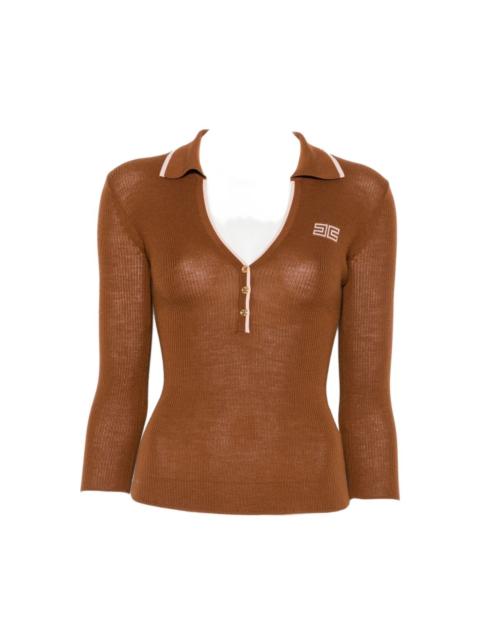 ELISABETTA FRANCHI Wool knitted polo shirt
