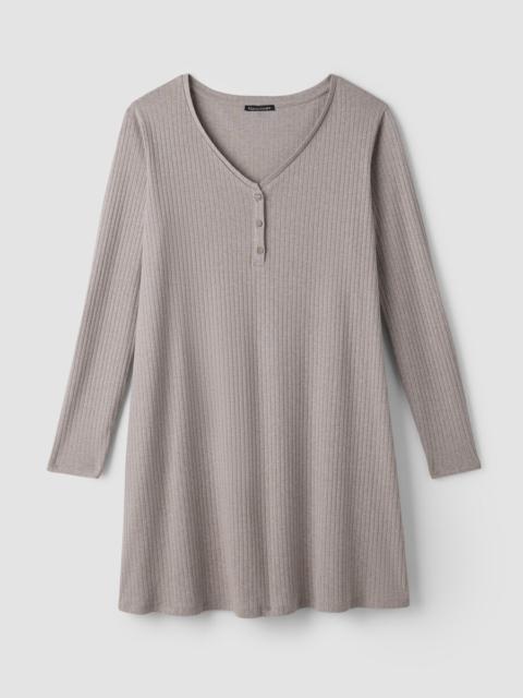 EILEEN FISHER Organic Cotton Rib V-Neck Sleep Dress
