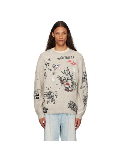 R13 Beige Embroidered Boyfriend Sweater