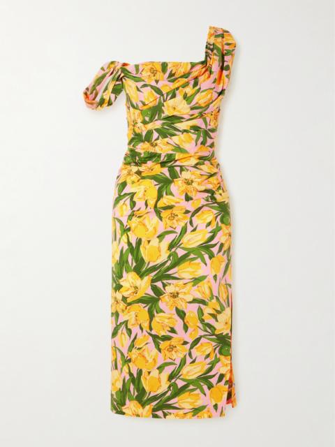 CAROLINA HERRERA Floral-print Cotton-blend Poplin Midi Dress