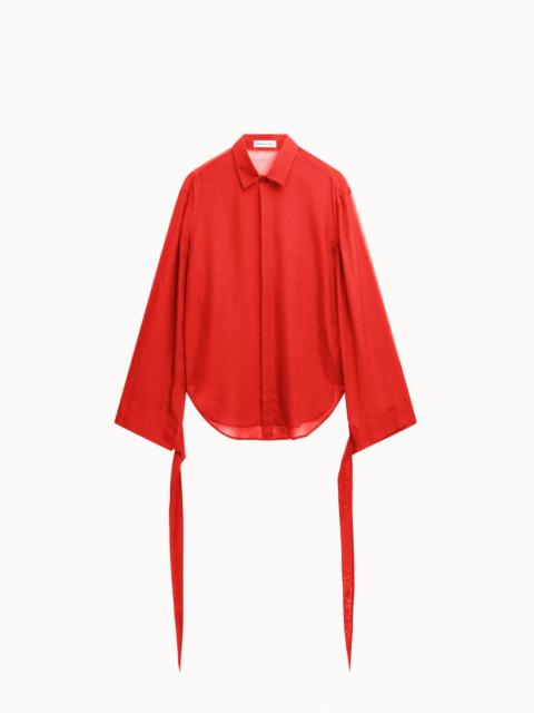 The Frankie Shop Verlin Sheer Chiffon Tie Cuff Shirt - Red