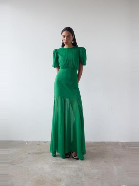 AGUA MAXI DRESS IN PALM GREEN CRINKLE CHIFFON
