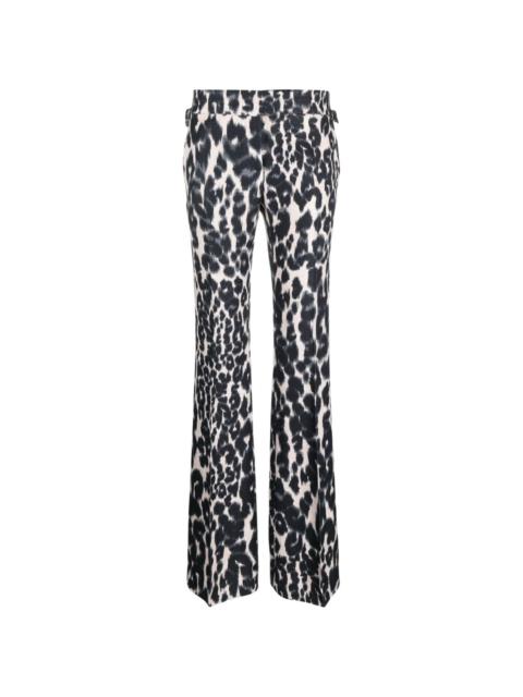 leopard-print straight-leg trousers