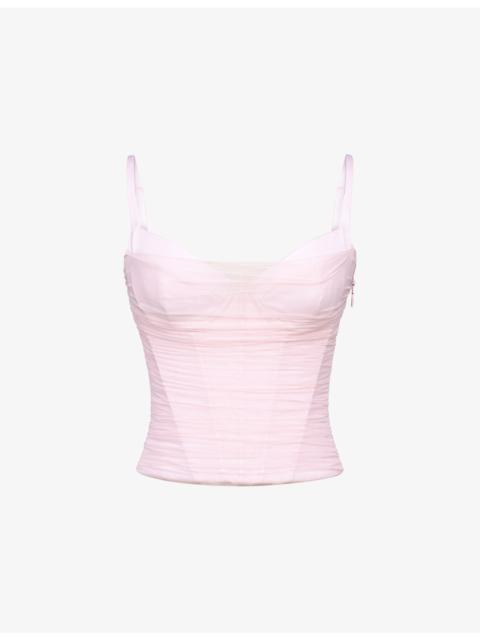 House of CB Lini Satin and Mesh Corset Top