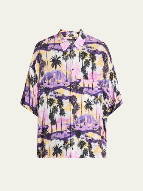 BALENCIAGA Men's Viscose Hawaiian Camp Shirt
