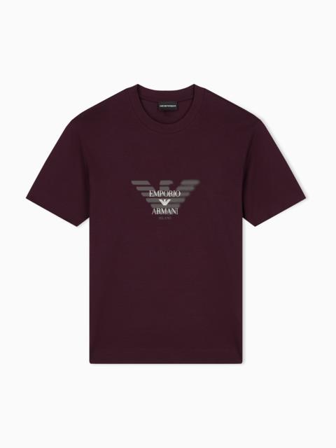 EMPORIO ARMANI LYOCELL BLEND JERSEY T-SHIRT WITH GRAFFITI EAGLE LOGO PRINT