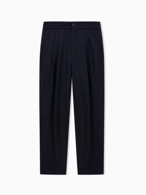 CHEVRON VISCOSE TWILL TWO-PLEAT TROUSERS