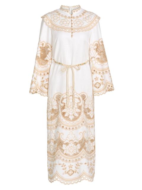 Zimmermann Women's Wanderlust Eyelet-Embroidered Shift Midi-Dress - Ivory