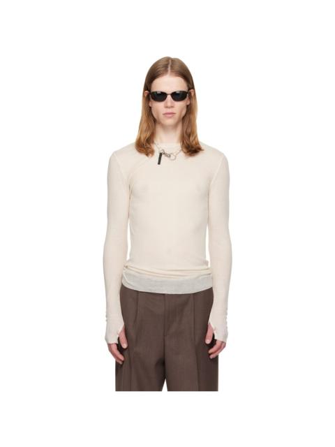 Tonywack Off-White Sheer Wool Ribbed Knit Sweater