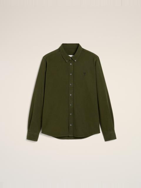 AMI Paris GREEN COTTON BUTTON-DOWN AMI DE COEUR SHIRT