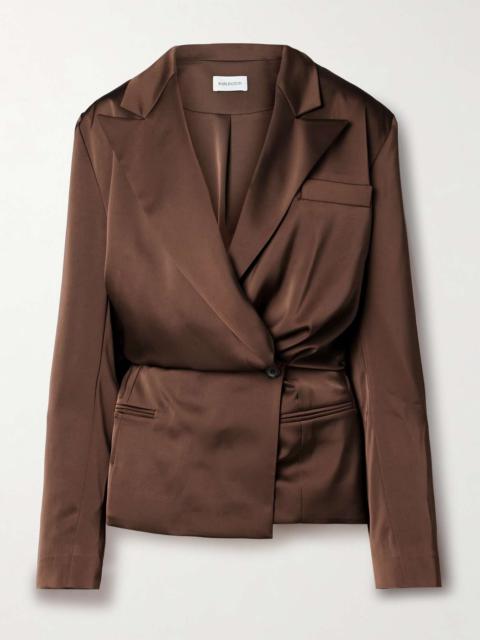 16ARLINGTON Ardo wrap-effect satin blazer Brown