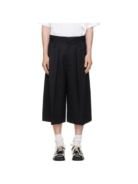 Simone Rocha Black Peeling Waist Wide Leg Shorts