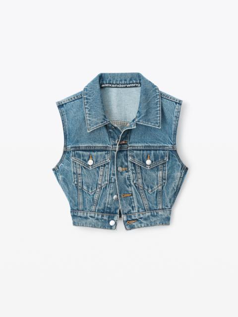 Alexander Wang SHRUNKEN TRUCKER VEST IN DENIM | REVERSIBLE