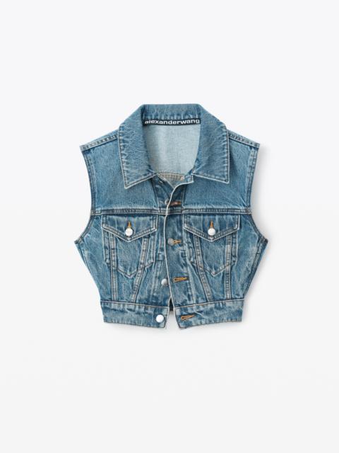 Alexander Wang SHRUNKEN TRUCKER VEST IN DENIM