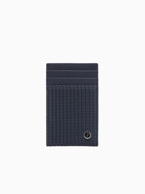 GIORGIO ARMANI CARD HOLDER IN EMBOSSED LEATHER