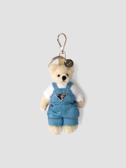 Prada Women's Teddy Bag Charm with Metal Ring - White