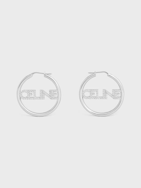 CELINE Celine Monochroms Strass Hoops in Brass with Rhodium Finish and Crystals