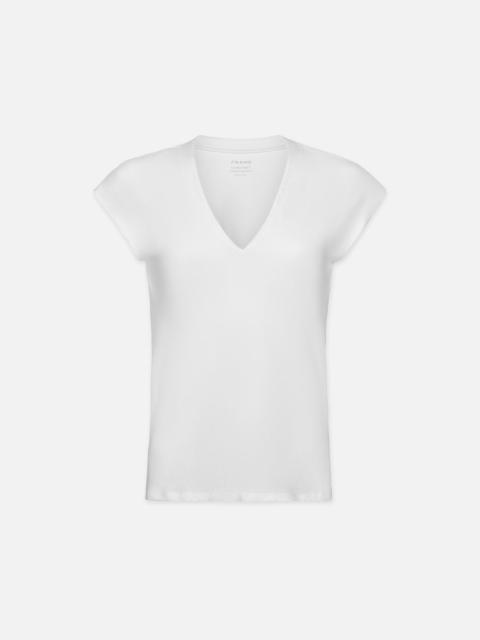 Le Mid Rise V Neck Tee in Blanc