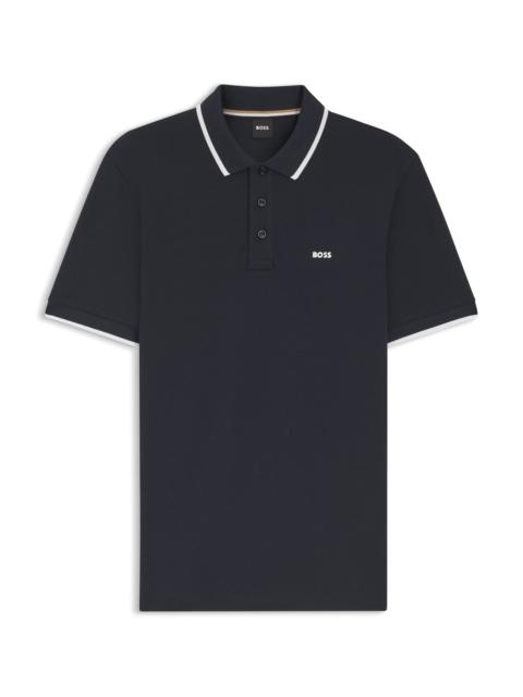 BOSS COTTON-PIQUÉ POLO SHIRT WITH CONTRAST TIPPING