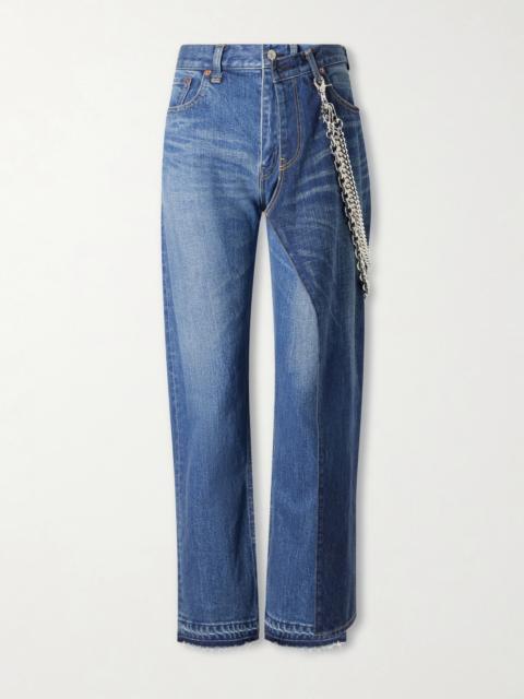 Junya Watanabe Embellished Paneled Mid-rise Straight-leg Jeans