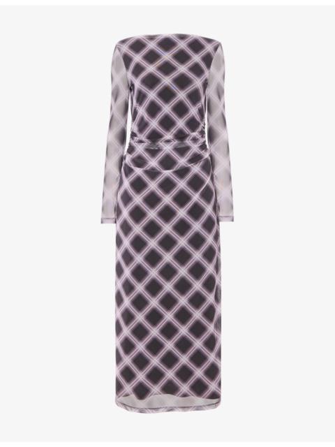 WHISTLES Check Mesh Midi Dress