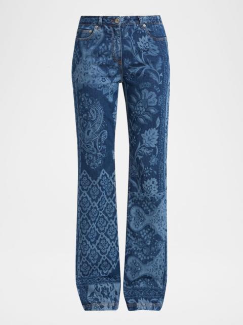 Etro Paisley Patchwork Print Bootcut-Leg Jeans