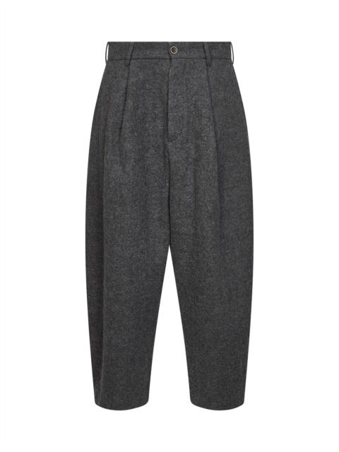 UMA WANG Grey virgin wool Patina cropped barrel trousers