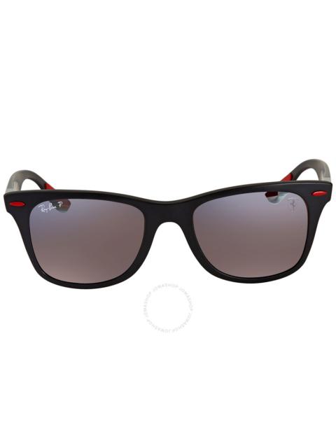 Ray-Ban Ray Ban Scuderia Ferrari Polarized Silver Mirror Chromance Square Men's Sunglasses RB4195M F602H2 52