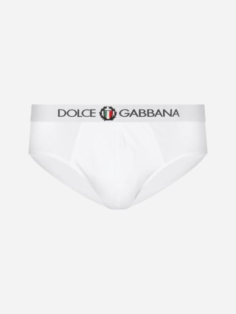 Dolce & Gabbana Stretch cotton mid-rise briefs with crest