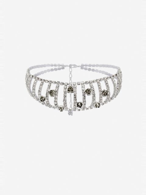 MAGDA BUTRYM Crystal rose choker in silver