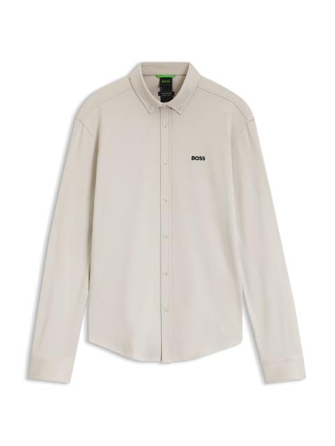 BOSS WRINKLE-RESISTANT SHIRT IN COTTON JERSEY WITH NATURAL STRETCH