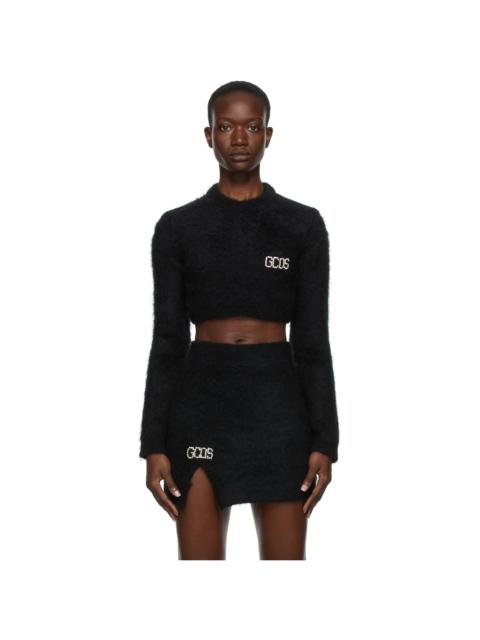 GCDS Black Mohair Cropped Sweater