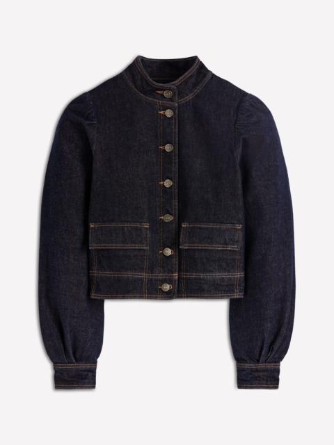 BODEN Topstitch Denim Jacket-Indigo