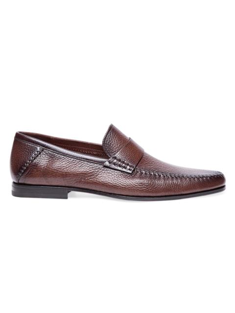 Santoni Men's Paine Tumbled Leather Loafers - Dark Brown