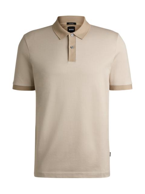 BOSS MERCERIZED-COTTON POLO SHIRT WITH MICRO PATTERN