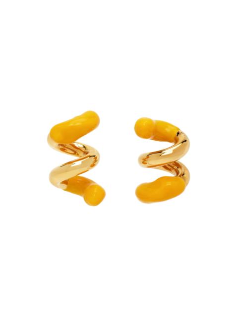 SUNNEI Gold & Orange Rubberized Fusillo Earrings