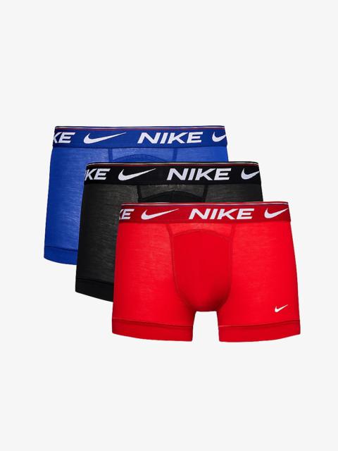 Nike Log-waistband pack of three stretch-recycled polyester trunks