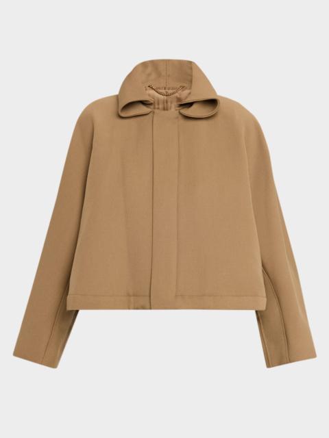 Victoria Beckham Oversized Roll-Collar Wool Zip Jacket