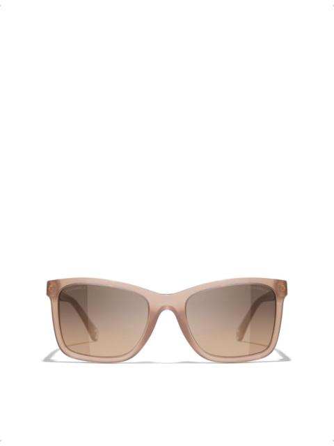 CHANEL CH5551U Rectangular-Frame Acetate Sunglasses