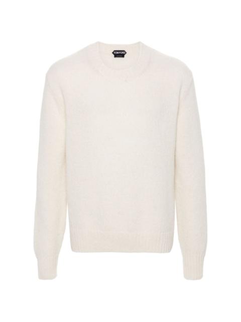 brushed crew-neck jumper