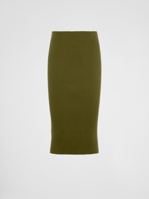 Ribbed knit cotton skirt