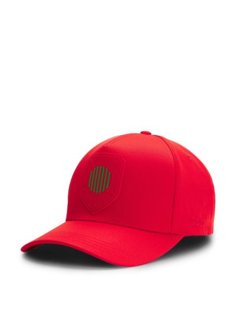 BOSS LOGO CAP IN LUSTROUS TWILL WITH COUNTRY-FLAG BADGE