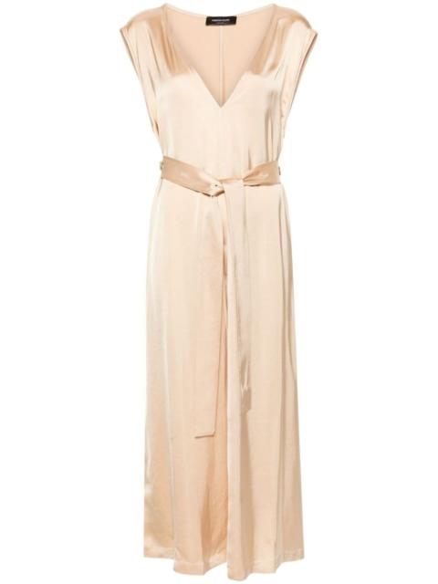 FABIANA FILIPPI V-neck satin-finish belted dress