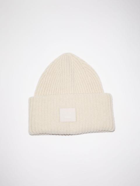 Ribbed knit beanie hat - Oatmeal melange