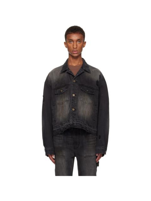 We11done Black Distressed Denim Jacket