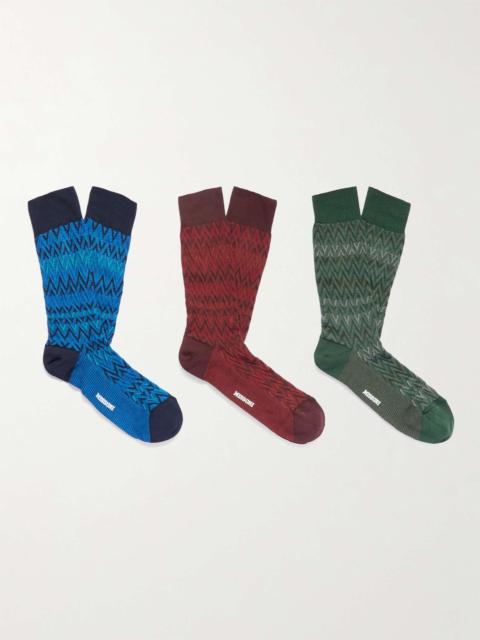 Missoni Three-Pack Crochet-Knit Cotton-Blend Socks